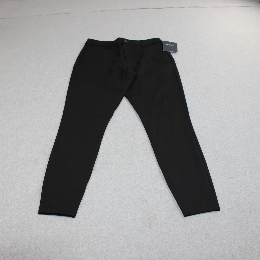 BYLT Everyday Pant Women Medium Black Ponte Slim Office 4 Way Stretch Classic